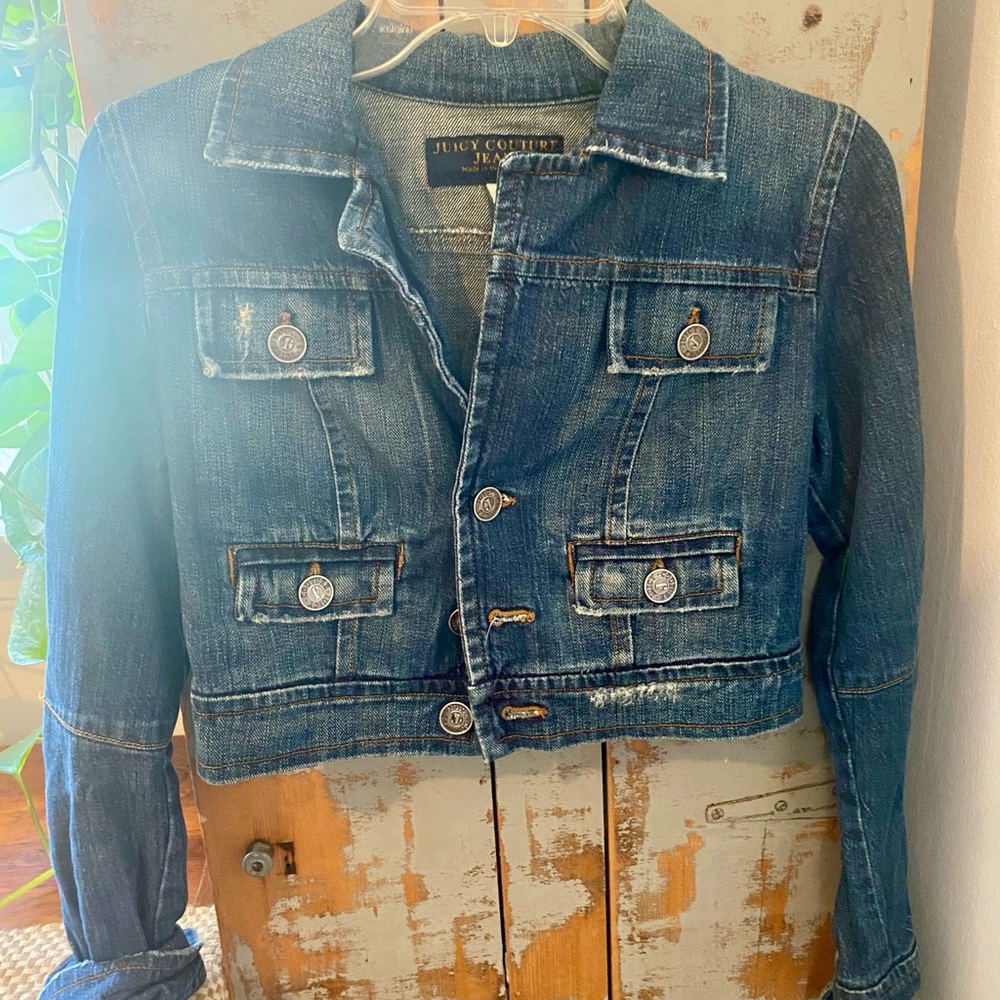Juicy Couture Dark Blue Cropped Denim Jacket